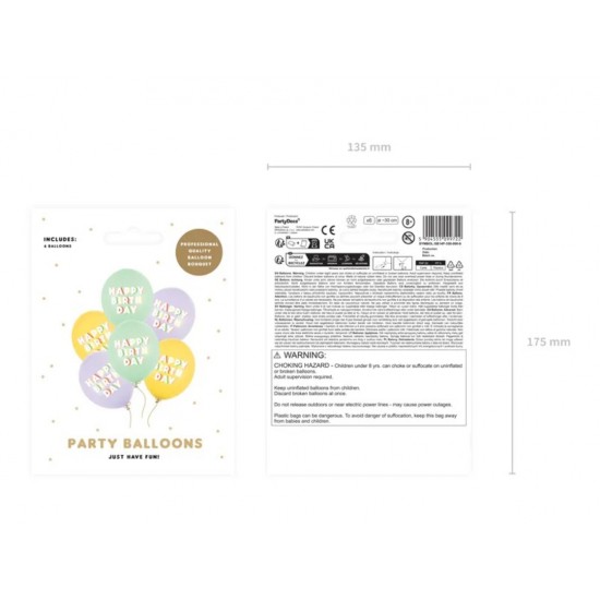 Σετ μπαλόνια παστέλ Happy Birthday (6τεμ.) Σετ μπαλόνια παστέλ Happy Birthday (6τεμ.)