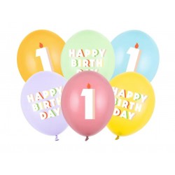 Σετ μπαλόνια παστέλ Happy Birthday No 1 Σετ μπαλόνια παστέλ Happy Birthday No 1