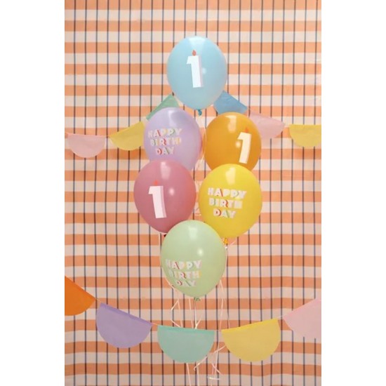 Σετ μπαλόνια παστέλ Happy Birthday No 1 Σετ μπαλόνια παστέλ Happy Birthday No 1