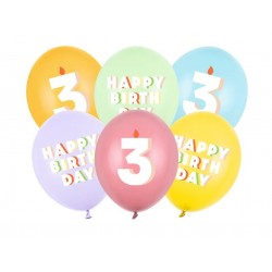 Σετ μπαλόνια παστέλ Happy Birthday No 3 Σετ μπαλόνια παστέλ Happy Birthday No 3