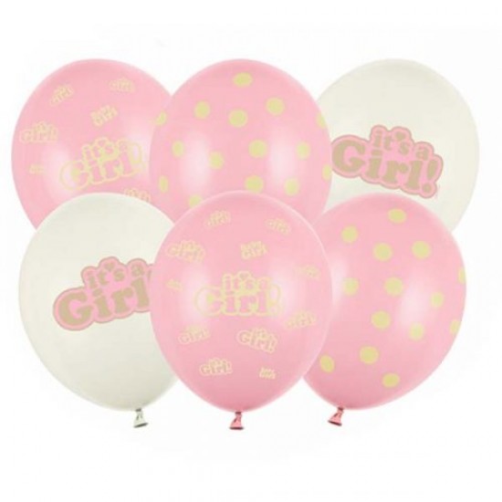 Σετ Μπαλόνια τυπωμένα "It's a Girl" mix (6 τεμ)