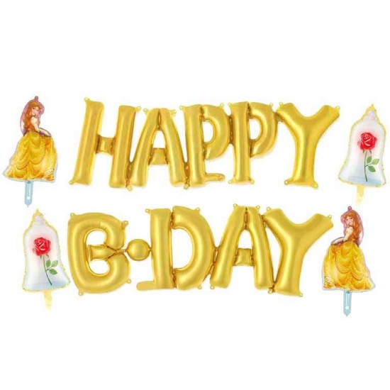 Σετ μπαλονιών Happy B-day Πεντάμορφη (6 τεμ)