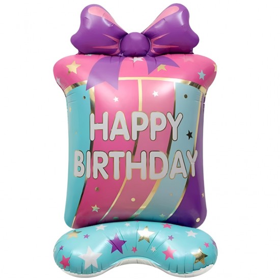 Standing Μπαλόνι Δώρο Γενεθλίων ροζ-γαλάζιο