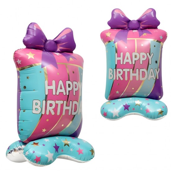 Standing Μπαλόνι Δώρο Γενεθλίων ροζ-γαλάζιο