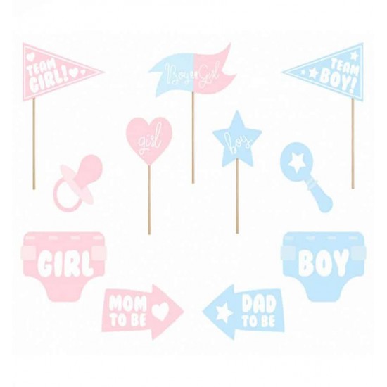 Στικάκια PhotoBooth Gender Reveal party  (11 τεμ)