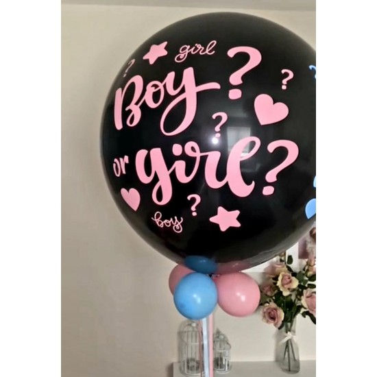 Τεράστιο Μαύρο μπαλόνι για Gender Reveal