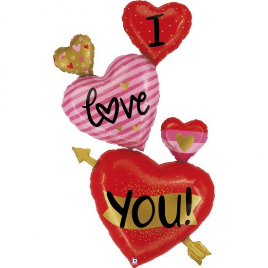 Τεράστιο Μπαλόνι Καρδιές Love you με βέλος Τεράστιο Μπαλόνι Καρδιές Love you με βέλος
