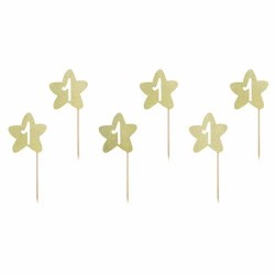 Topper τούρτας 1st Birthday χρυσά αστεράκια (6 τεμ) Topper τούρτας 1st Birthday χρυσά αστεράκια (6 τεμ)