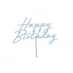 Topper Τούρτας Happy Birthday Απαλό Γαλάζιο