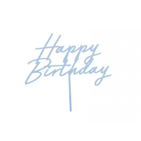 Topper Τούρτας Happy Birthday Απαλό Γαλάζιο