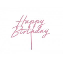 Topper Τούρτας Happy Birthday Απαλό Ροζ