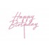 Topper Τούρτας Happy Birthday Απαλό Ροζ