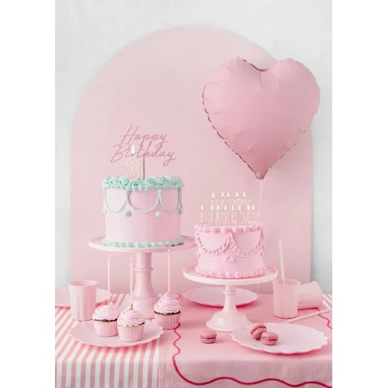 Topper Τούρτας Happy Birthday Απαλό Ροζ