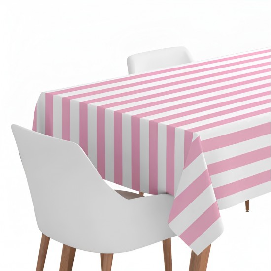 Τραπεζομάντηλο Αδιάβροχο - Ροζ Ριγέ (120 cm x 180 cm) Τραπεζομάντηλο Αδιάβροχο - Ροζ Ριγέ (120 cm x 180 cm)