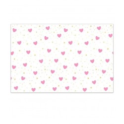 Τραπεζομάντηλο πλαστικό ροζ με καρδούλες Τραπεζομάντηλο πλαστικό ροζ με καρδούλες