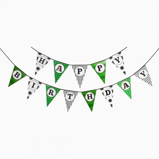 Σημαιάκια Τριγωνικά Happy Birthday - Ποδόσφαιρο (5m)