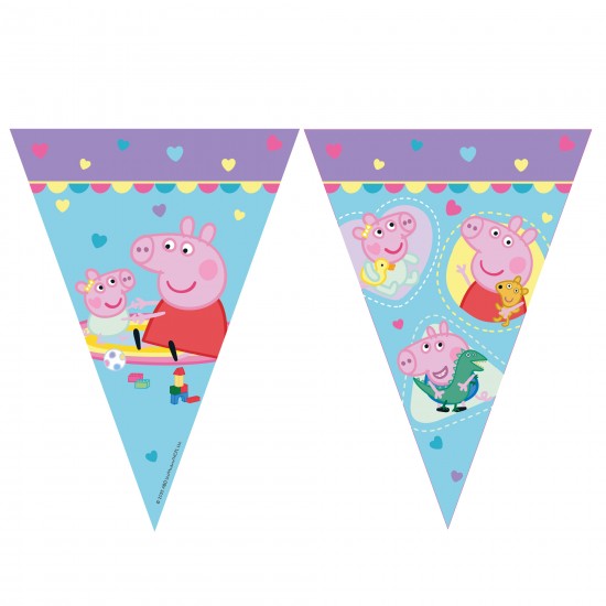 Τριγωνικά Σημαιάκια - Πέππα Γουρουνάκι & Baby Pig (9 τεμ)