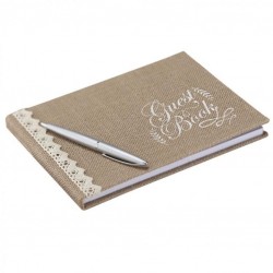 Βιβλίο Ευχών "Guest Book" με δαντέλα Βιβλίο Ευχών "Guest Book" με δαντέλα