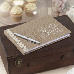 Βιβλίο Ευχών "Guest Book" με δαντέλα Βιβλίο Ευχών "Guest Book" με δαντέλα